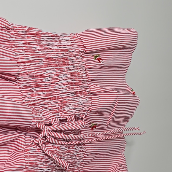 {Kontrol Contemporary} Women's Striped Red Rose Embroidered Peasant Blouse - Picture 10 of 14